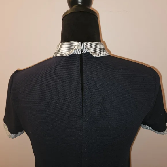 Zara Navy Collared Preppy Mini Dress - Size Small - Picture 5 of 8